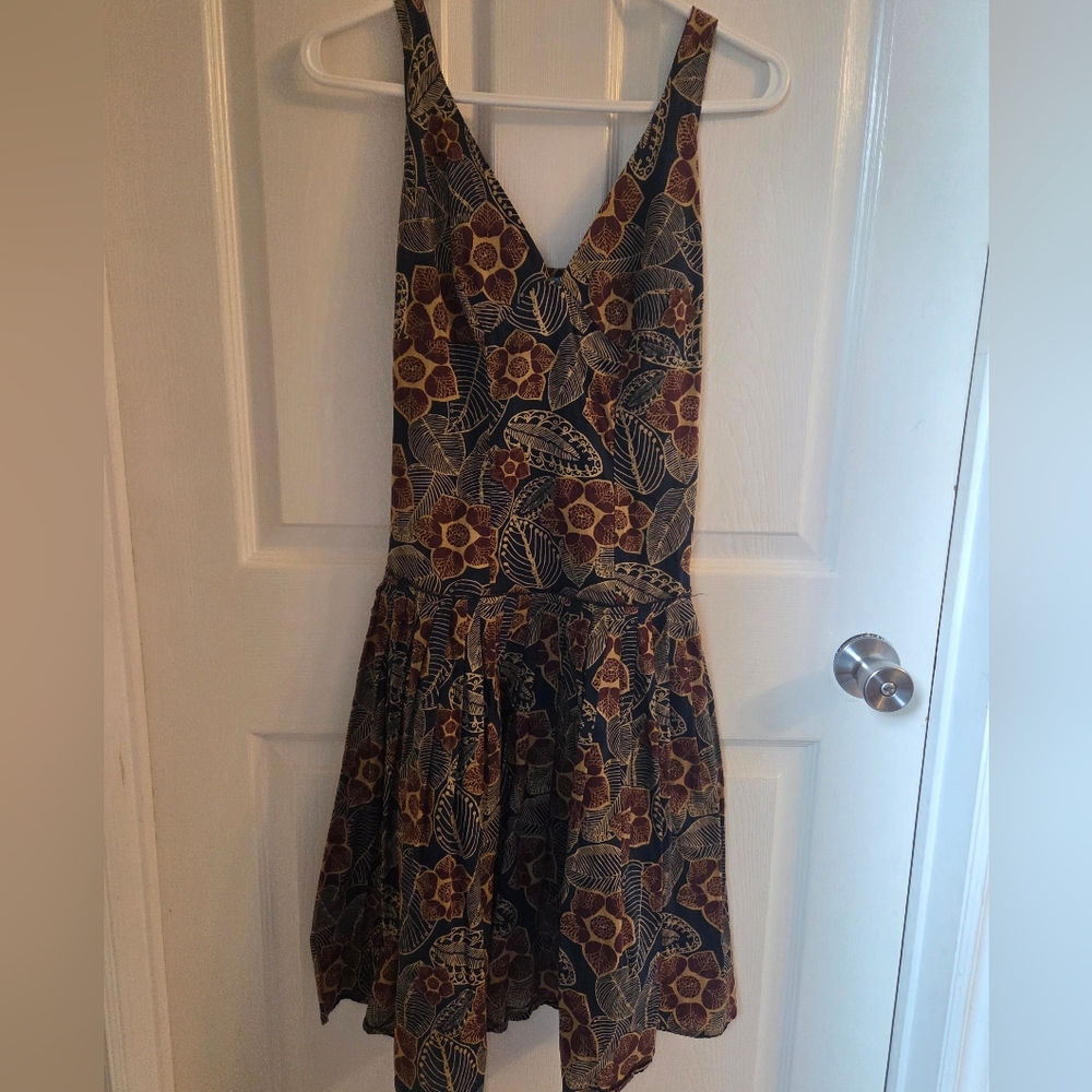 100% Cotton Y2K Smart Set Pleated Bottom Muted Hues Floral Sleeveless Dress